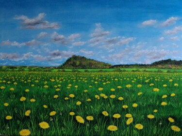 Painting titled "A feild of Golden D…" by Hazel Thomson, Original Artwork, Oil