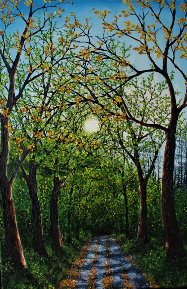 Pintura titulada "Forest Path" por Hazel Thomson, Obra de arte original, Oleo