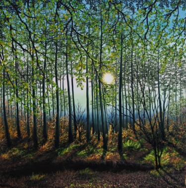 Pintura titulada "Tranquil Forest" por Hazel Thomson, Obra de arte original, Oleo Montado en Bastidor de camilla de madera