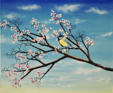 Painting titled "An Early Spring Mor…" by Hazel Thomson, Original Artwork, Oil Mounted on Wood Stretcher frame