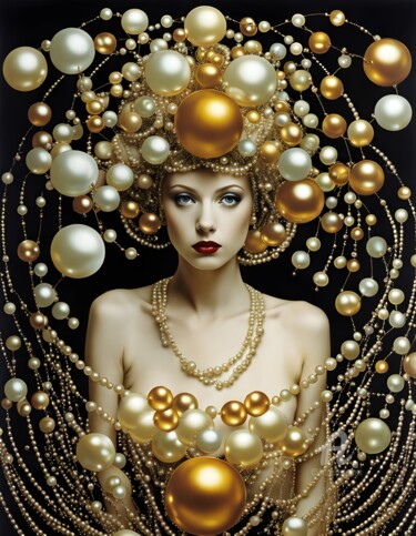 Digitale Kunst mit dem Titel "Gold Temptress" von Hazel, Original-Kunstwerk, Manipulierte Fotografie