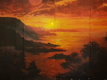 Malerei mit dem Titel "coucher-de-soleil-1…" von Hugh, Hugues Burger, Original-Kunstwerk