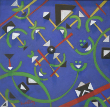 Painting titled "Triangles vs Demi c…" by Kulthaus Hb  Arts & Design (Hamid Boukhe, Original Artwork, Acrylic