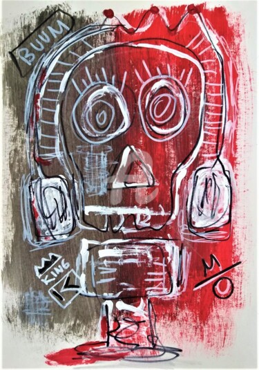 Pintura intitulada "Skeleton. ''Basquia…" por Headbuum, Obras de arte originais, Acrílico