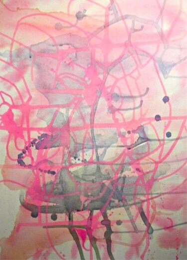 Painting titled "pink abstract" by Heather Caton, Original Artwork, Oil