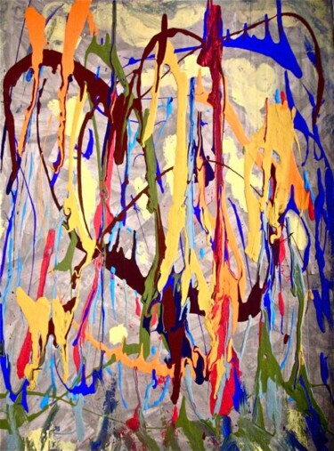 Painting titled "dripping heart abst…" by Heather Caton, Original Artwork, Oil