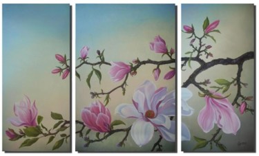 Schilderij getiteld "Magnolia" door Gyuri Lohmuller, Origineel Kunstwerk, Olie