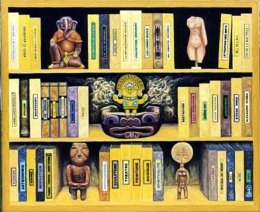 Painting titled "bibliotheques ..." by Hector Toro, Original Artwork, Oil