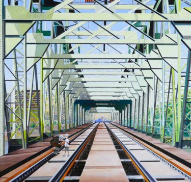 Pittura intitolato "overbruggen-def.jpg" da Bert Hermans, Opera d'arte originale, Olio