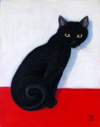 Schilderij getiteld "Black Cat" door Heidi Shaulis, Origineel Kunstwerk