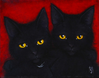 Painting titled "Christie's Cats" by Heidi Shaulis, Original Artwork, Oil