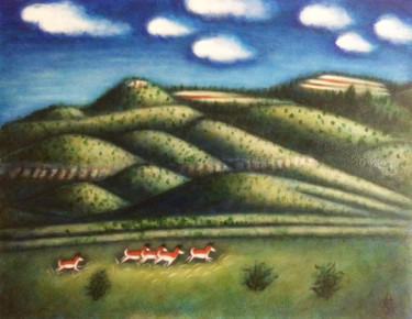 Peinture intitulée "Where the Antelope…" par Heidi Shaulis, Œuvre d'art originale, Huile
