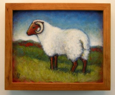 Pintura intitulada "Sheep" por Heidi Shaulis, Obras de arte originais