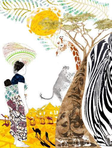 Цифровое искусство под названием "Ambiance africaine" - Hel Swynghedauw, Подлинное произведение искусства, Коллажи