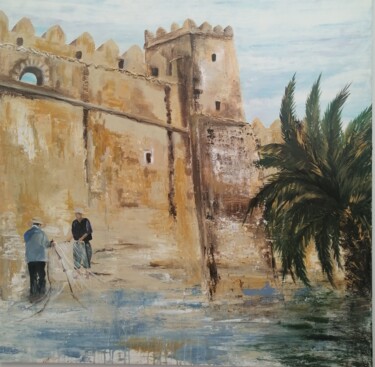 Pintura intitulada "ville natale" por Hela Ellouze, Obras de arte originais, Acrílico