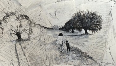 Pintura intitulada "Chant de terre" por Hela Ellouze, Obras de arte originais, Acrílico