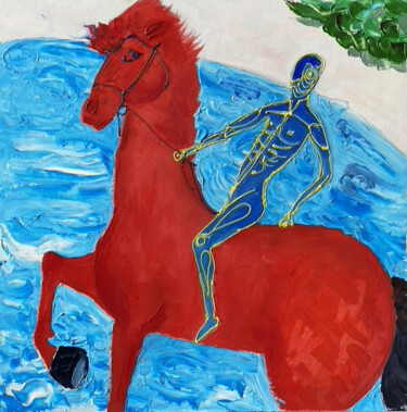 Painting titled "Horse Painting Anim…" by Helen, Original Artwork, Oil