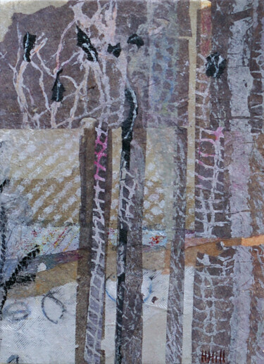 Collagen mit dem Titel "Douceur d'hiver I" von Helen Hill, Original-Kunstwerk, Collagen