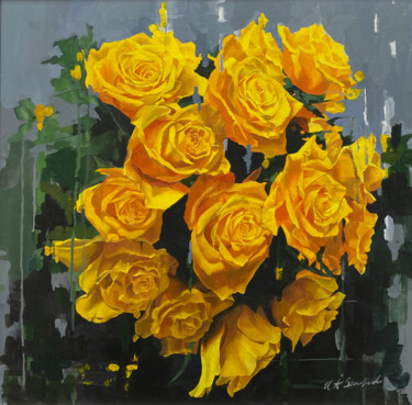 "Roses from G" başlıklı Tablo Helen Sinfield tarafından, Orijinal sanat, Akrilik Diğer sert panel üzerine monte edilmiş