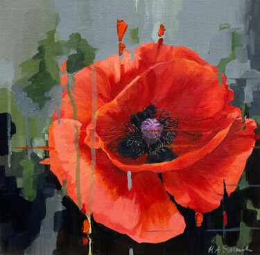 Painting titled "Remembrance Poppy" by Helen Sinfield, Original Artwork, Acrylic