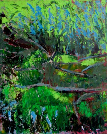 Painting titled "Tree Roots and Blue…" by Helena Butler, Original Artwork, Acrylic