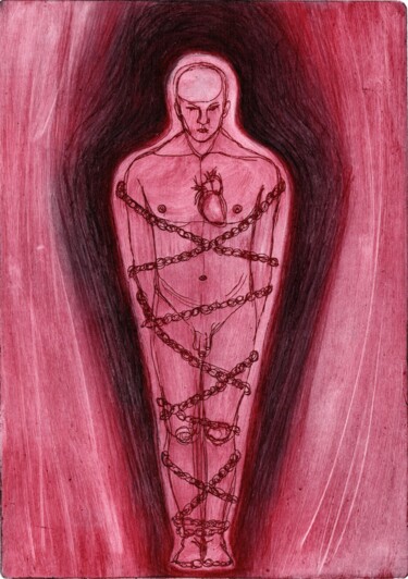「Anger of the fetter…」というタイトルの製版 Helena Kalnáによって, オリジナルのアートワーク, エッチング
