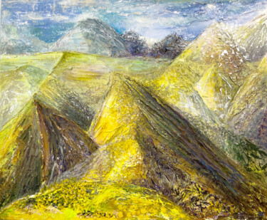 Peinture intitulée "Yellow mountains" par Helena Zagrijtschuk, Œuvre d'art originale, Acrylique