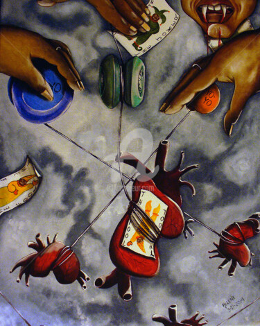 Schilderij getiteld "YoYo Games" door Helene, Origineel Kunstwerk, Acryl