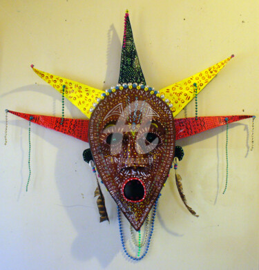Sculptuur getiteld "Mask" door Helene, Origineel Kunstwerk, Papier maché