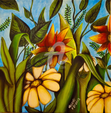 Pintura titulada "floral23" por Helene, Obra de arte original, Acrílico