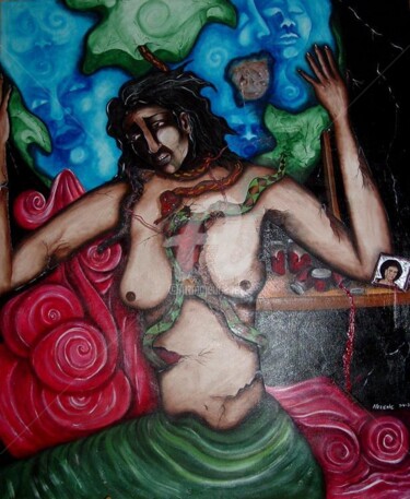 Painting titled "her heart still fig…" by Helene, Original Artwork