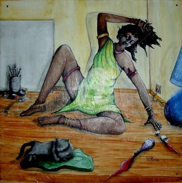 Painting titled "b4 a painting....me…" by Helene, Original Artwork