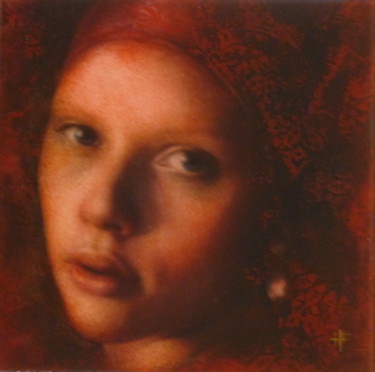 Ζωγραφική με τίτλο "Hommage à Vermeer" από Hélène Fuhs, Αυθεντικά έργα τέχνης, Ακρυλικό