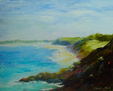 Peinture intitulée "La côte bretonne" par Hélène Gastin-Mozol, Œuvre d'art originale, Huile