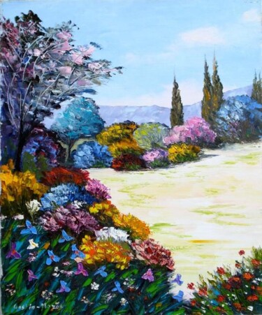 Peinture intitulée "Le jardin aux horte…" par Hélène Gastin-Mozol, Œuvre d'art originale, Huile
