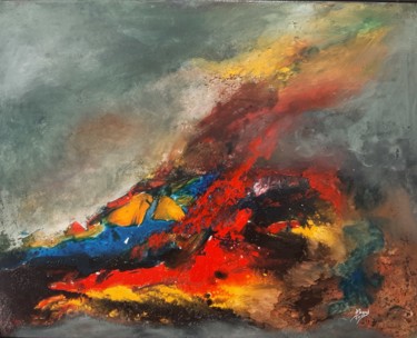 Peinture intitulée "Vulcano" par Helene Icard, Œuvre d'art originale, Acrylique