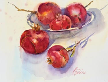 「Pomegranates in the…」というタイトルの絵画 Helene Manoliによって, オリジナルのアートワーク, 水彩画