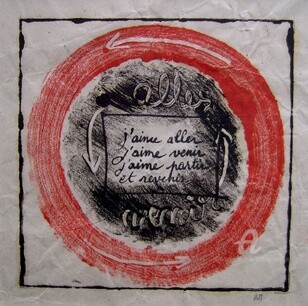 "Aller et venir" başlıklı Baskıresim Hélène Mongin tarafından, Orijinal sanat, Monotip