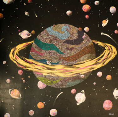 Schilderij getiteld "La planète" door Hélène Peyrot, Origineel Kunstwerk, Acryl