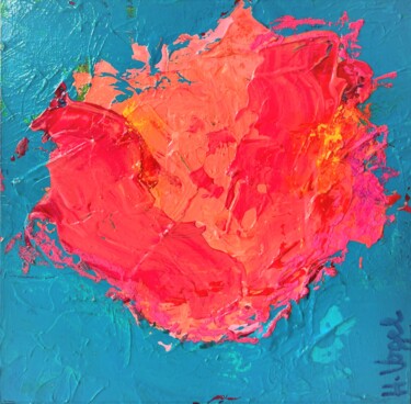 Painting titled "PIVOINE N°3" by Helene Vogel, Original Artwork, Acrylic Mounted on Wood Stretcher frame