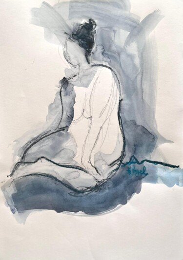 Рисунок под названием "Clarinha aura ébour…" - Helene Vogel, Подлинное произведение искусства, Древесный уголь