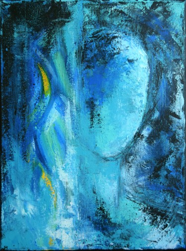 Картина под названием "En retrait" - Hélène Zenatti, Подлинное произведение искусства, Акрил Установлен на Деревянная рама д…
