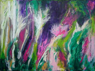 Painting titled "Eden" by Hélène Zenatti, Original Artwork, Acrylic Mounted on Wood Stretcher frame