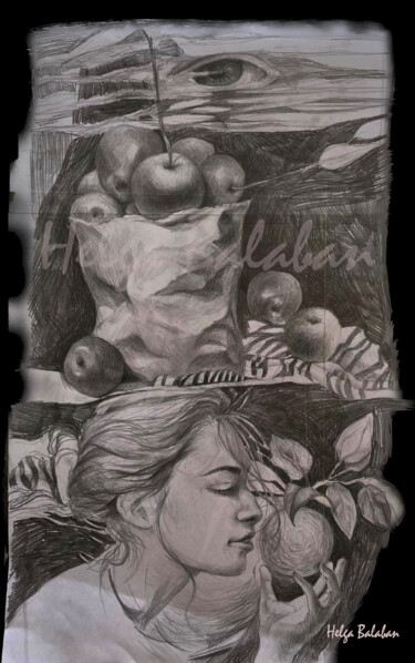Dessin intitulée ""The Forbidden frui…" par Helga Balaban, Œuvre d'art originale, Crayon