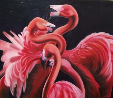 Schilderij getiteld ""Pink Flamingo"" door Helga Balaban, Origineel Kunstwerk, Acryl