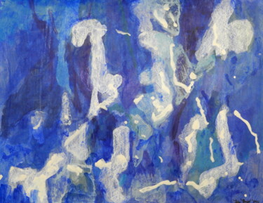Schilderij getiteld "Broken Blue No. 1" door Helge Hensel, Origineel Kunstwerk, Acryl