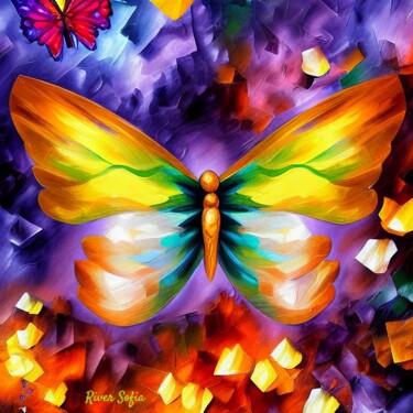 Arts numériques intitulée "AI butterfly" par Heli Anton, Œuvre d'art originale, Image générée par l'IA