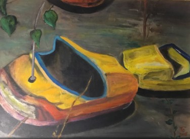 Pintura intitulada "Autos tamponneuses…" por Frédérique Cretin (Fé), Obras de arte originais, Óleo