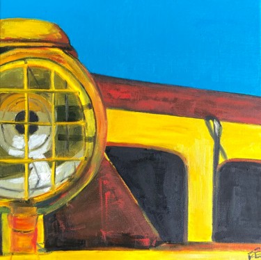 Pintura intitulada "Détail de train" por Frédérique Cretin (Fé), Obras de arte originais, Óleo