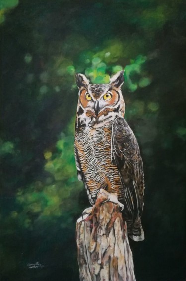 Painting titled "Lookout for Supper" by Hemantha Warakapitiya, Original Artwork, Acrylic Mounted on Wood Stretcher frame